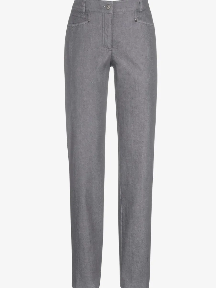 Jean droit avec ceinture élastique et détails enrichis