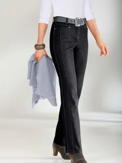 Jean droit avec ceinture élastique et détails enrichis