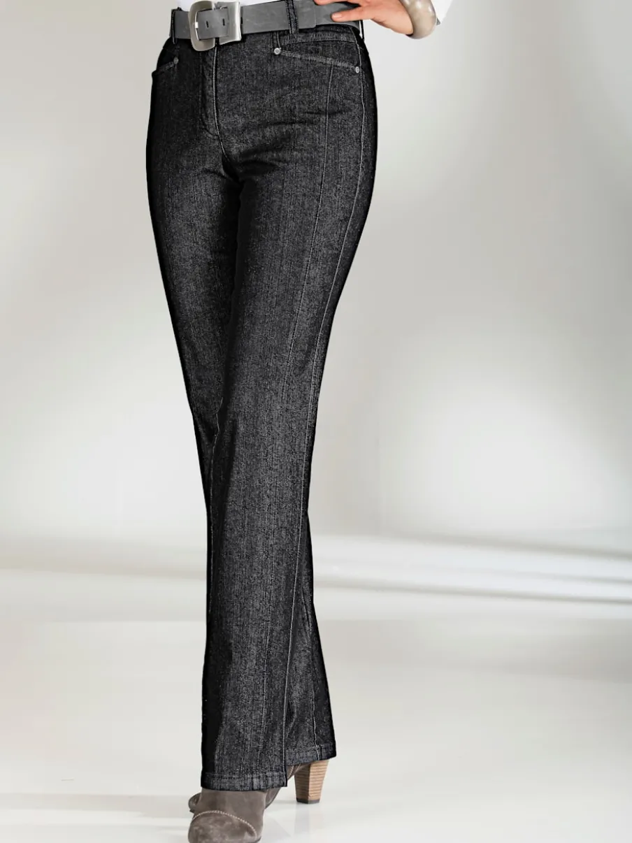 Jean droit avec ceinture élastique et détails enrichis