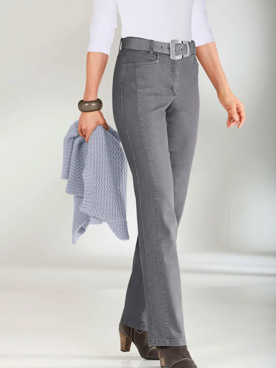 Jean droit avec ceinture élastique et détails enrichis