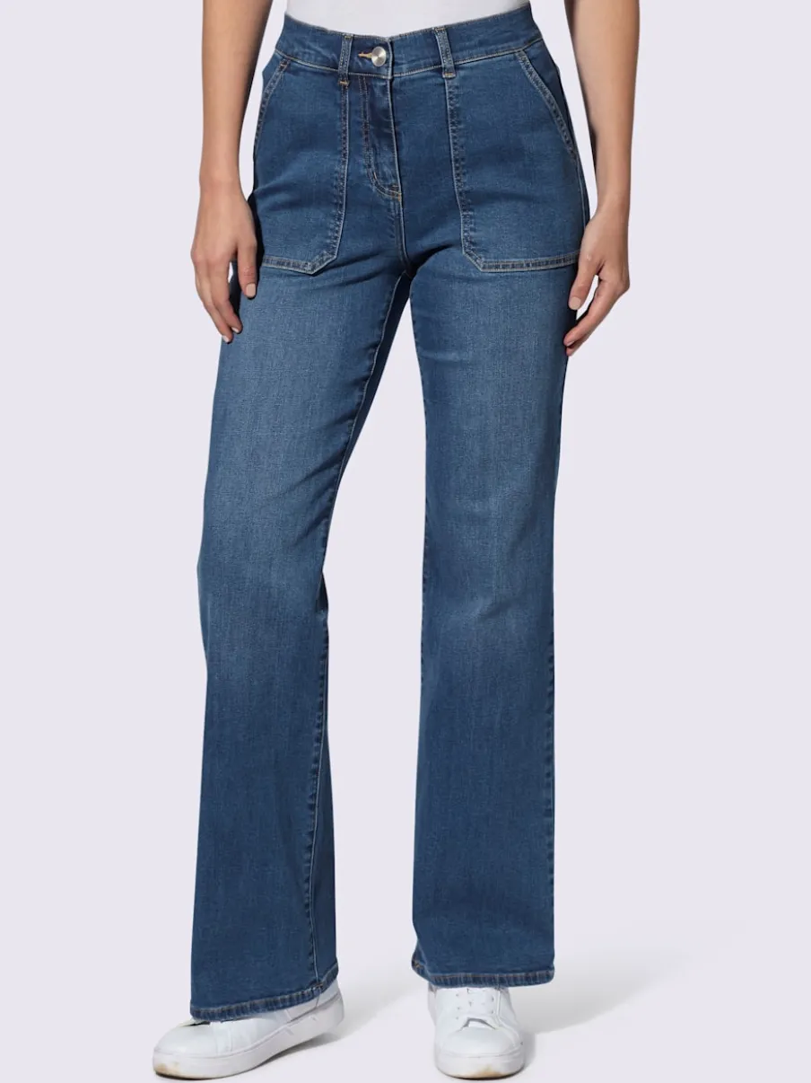 Jean droit avec poches et coupe taille haute