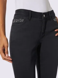 Jean droit en denim avec pierres brillantes fantaisie