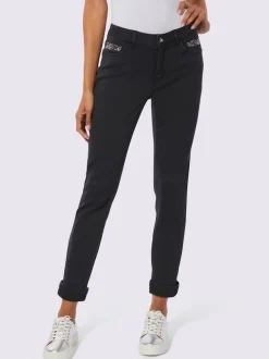 Jean droit en denim avec pierres brillantes fantaisie