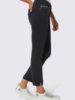 Jean droit en denim avec pierres brillantes fantaisie
