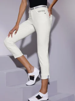 Jean droit en denim avec pierres brillantes fantaisie