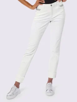 Jean droit en denim avec pierres brillantes fantaisie