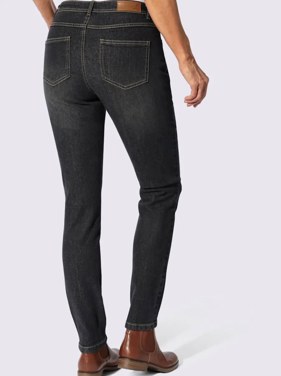 Jean effet délavé avec poches et ceinture gainante