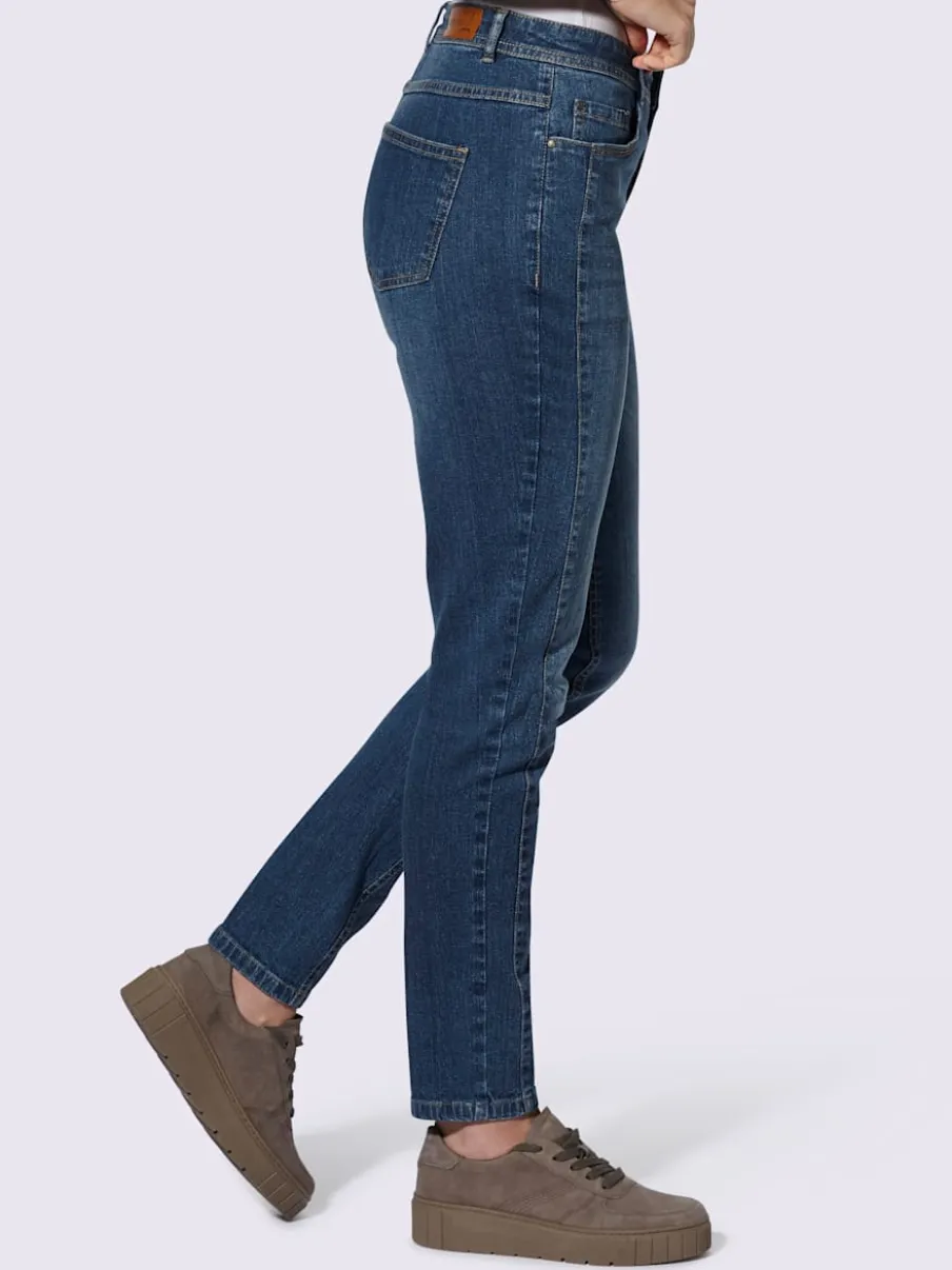 Jean effet délavé avec poches et ceinture gainante