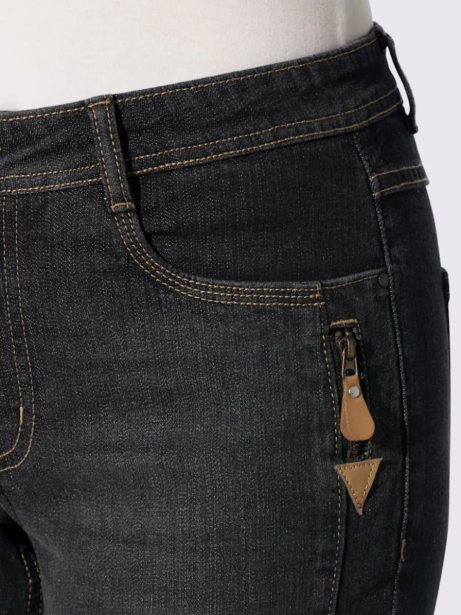 Jean effet délavé avec poches et ceinture gainante
