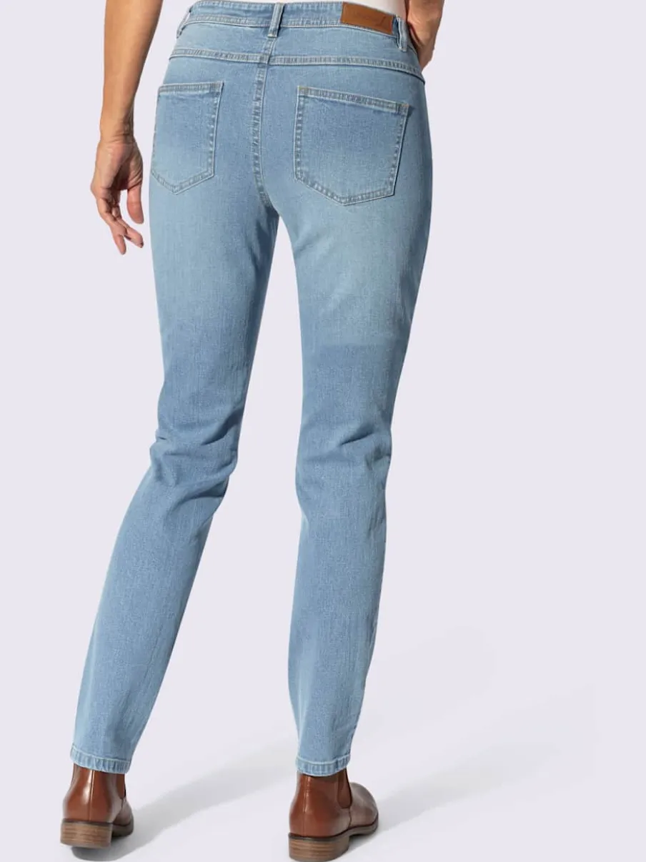 Jean effet délavé avec poches et ceinture gainante