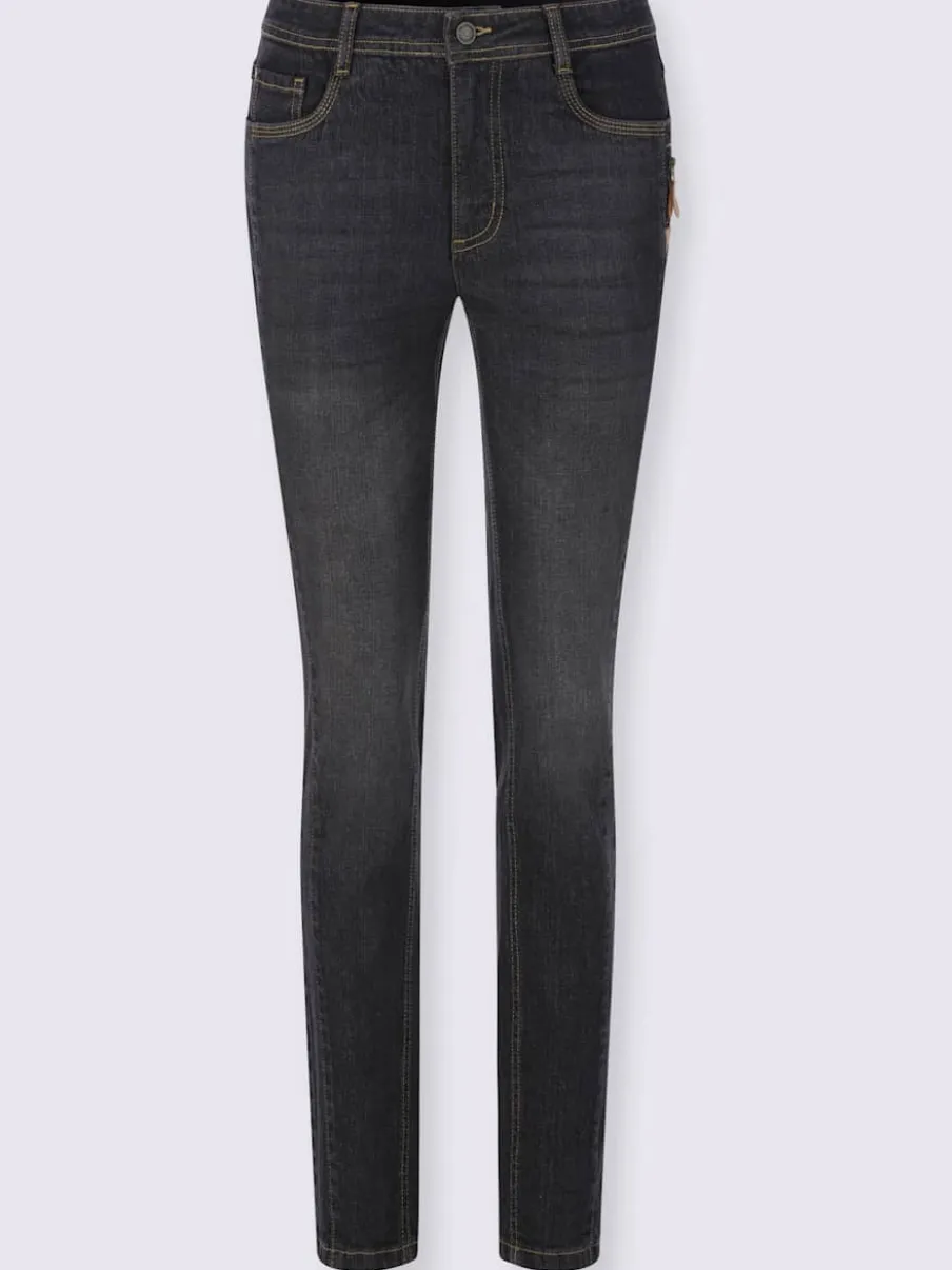 Jean effet délavé avec poches et ceinture gainante