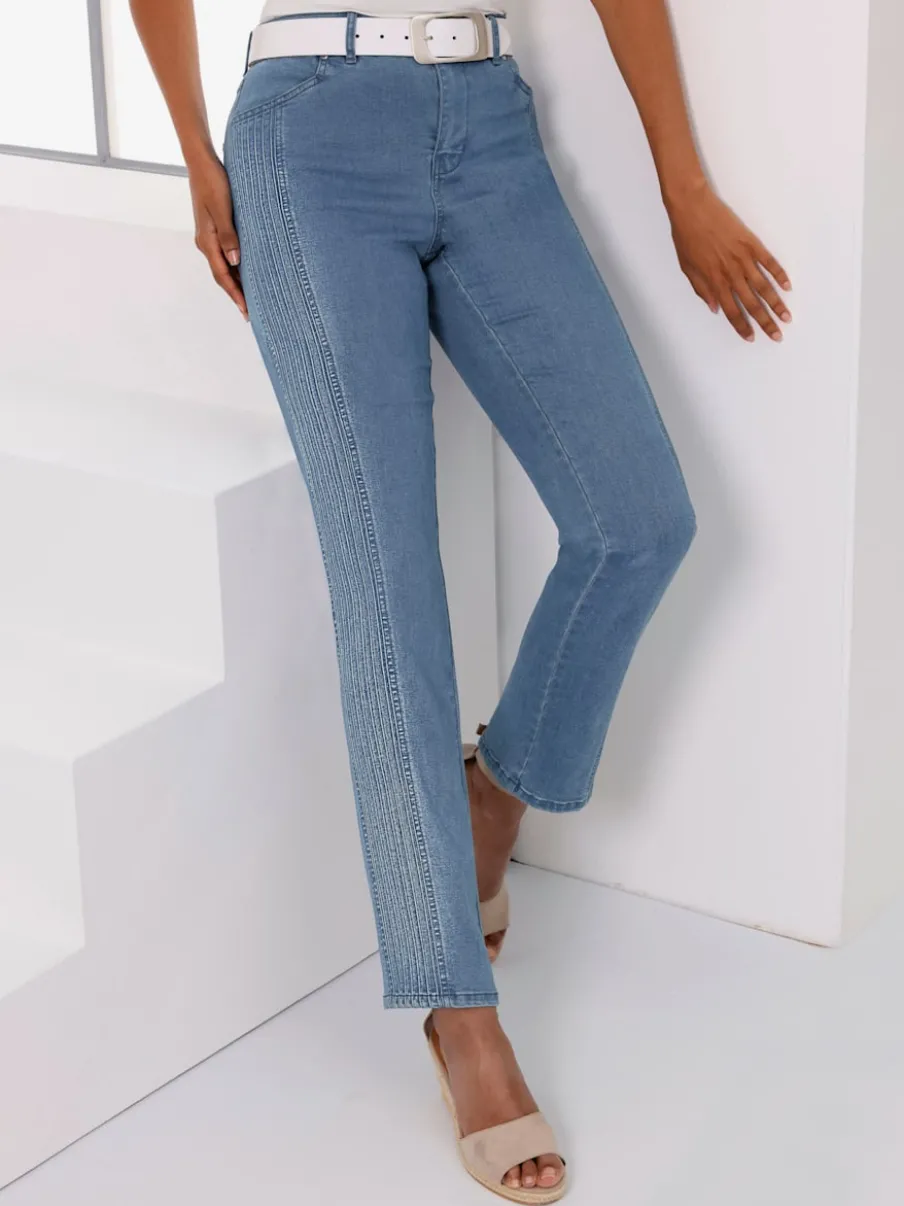 Jean extensible avec ceinture élastique deux poches