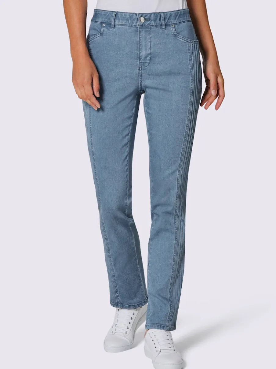 Jean extensible avec ceinture élastique deux poches