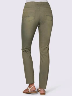 Jean extensible cinq poches avec rivets décoratifs arrière