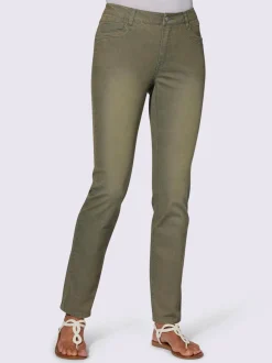 Jean extensible cinq poches avec rivets décoratifs arrière