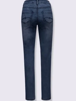 Jean extensible cinq poches avec rivets décoratifs arrière