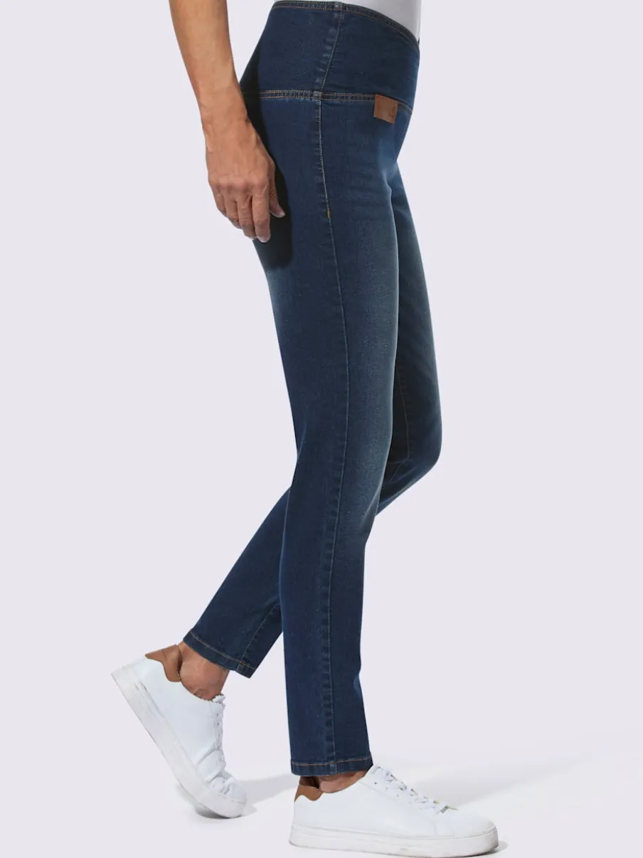 Jean extensible effet ventre plat ceinture haute confortablement ajusté