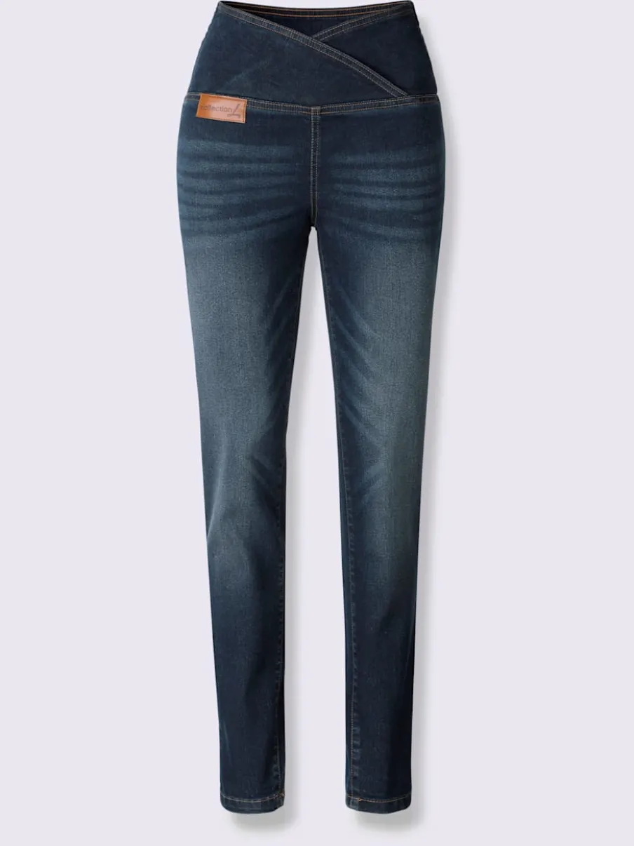 Jean extensible effet ventre plat ceinture haute confortablement ajusté