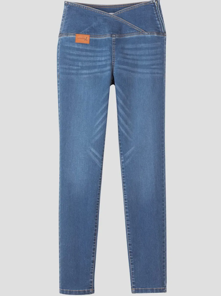 Jean extensible effet ventre plat ceinture haute confortablement ajusté