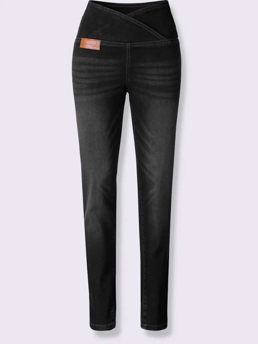 Jean extensible effet ventre plat ceinture haute confortablement ajusté