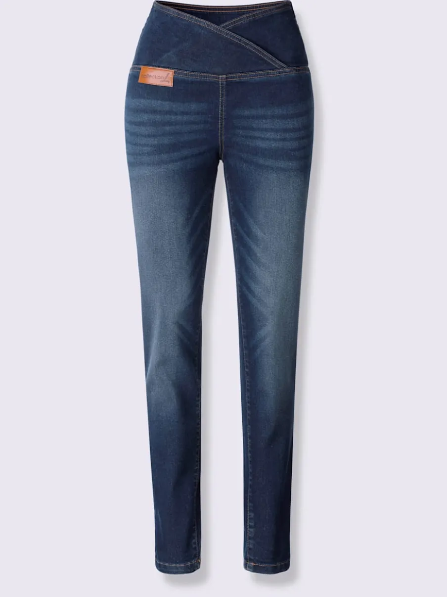 Jean extensible effet ventre plat ceinture haute confortablement ajusté