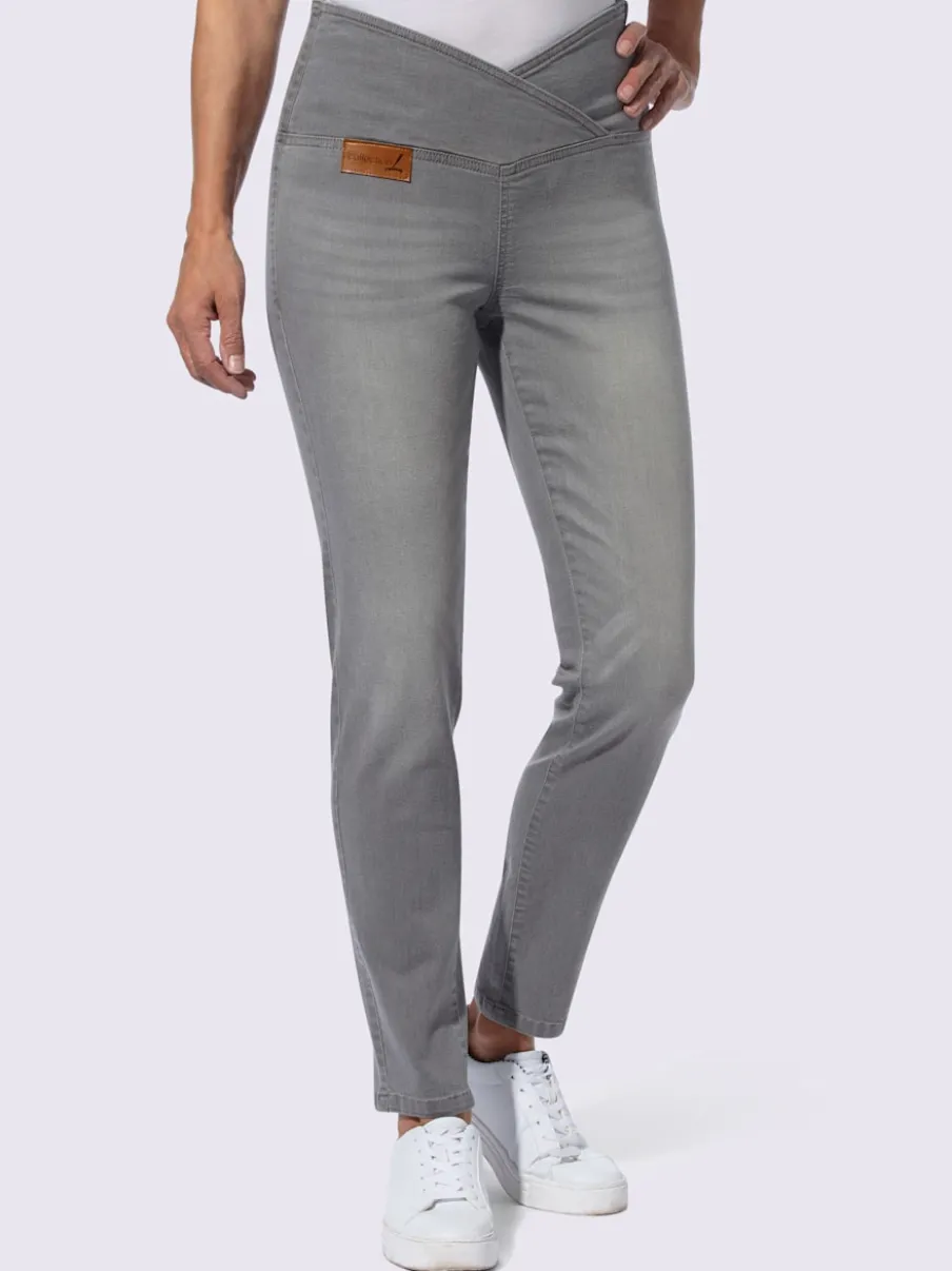 Jean extensible effet ventre plat ceinture haute confortablement ajusté