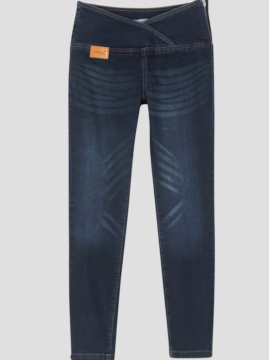 Jean extensible effet ventre plat ceinture haute confortablement ajusté