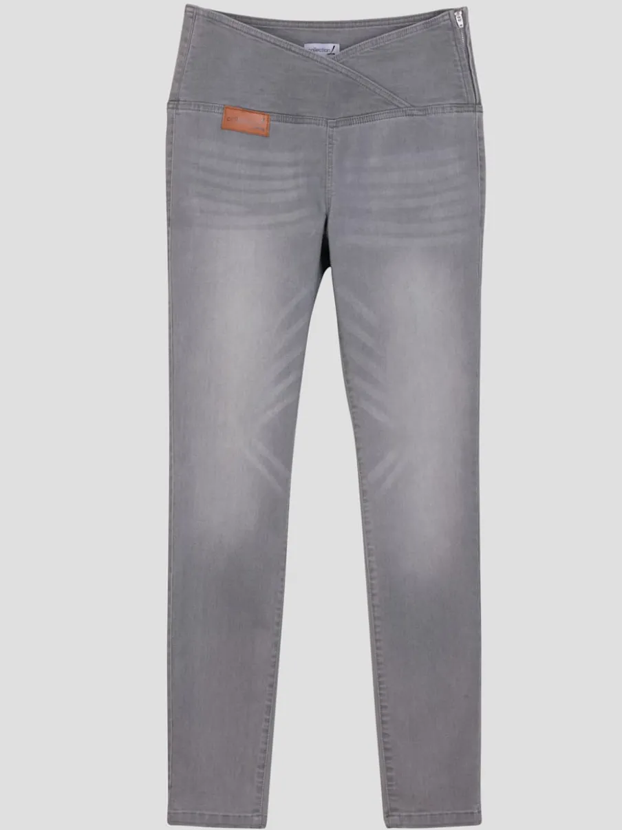 Jean extensible effet ventre plat ceinture haute confortablement ajusté