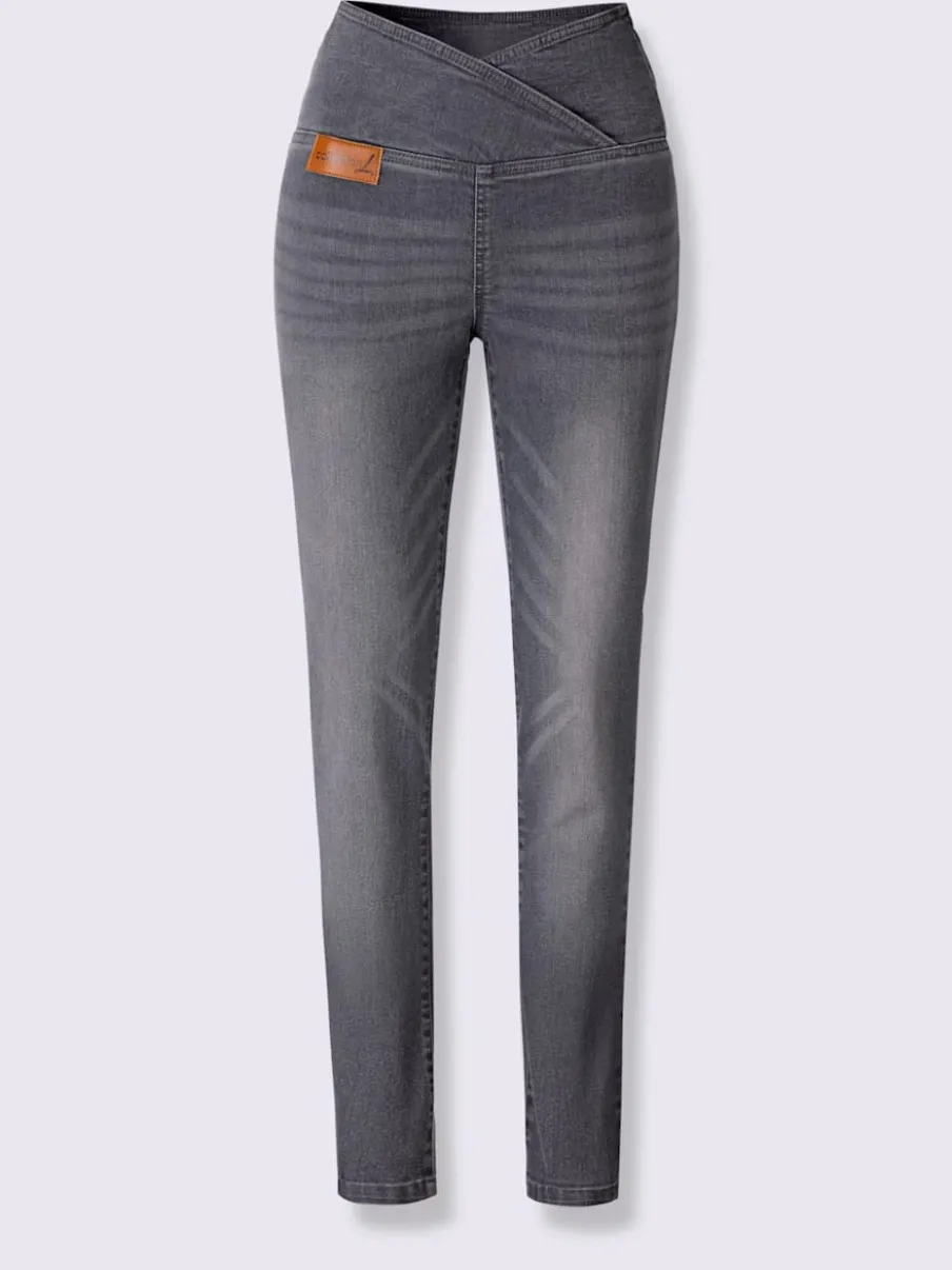 Jean extensible effet ventre plat ceinture haute confortablement ajusté
