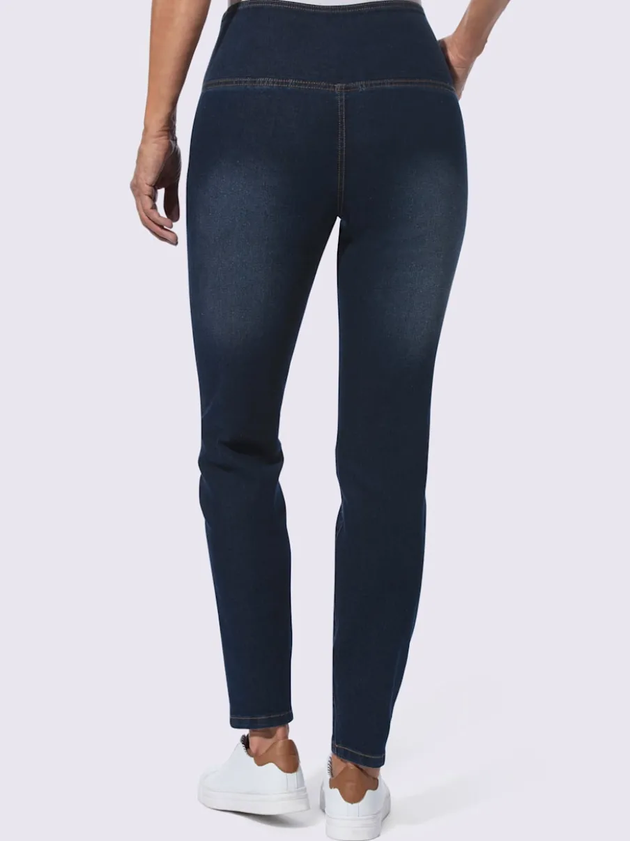 Jean extensible effet ventre plat ceinture haute confortablement ajusté