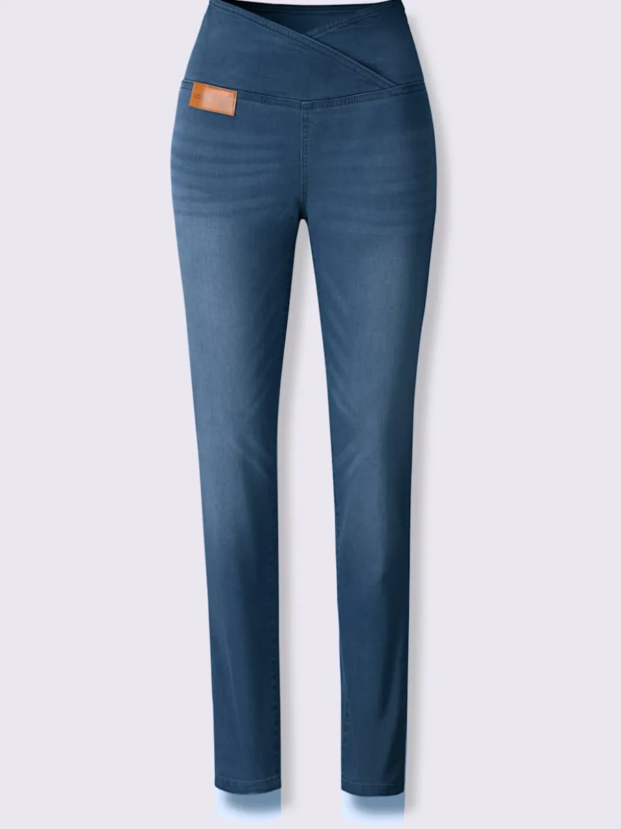 Jean extensible effet ventre plat ceinture haute confortablement ajusté