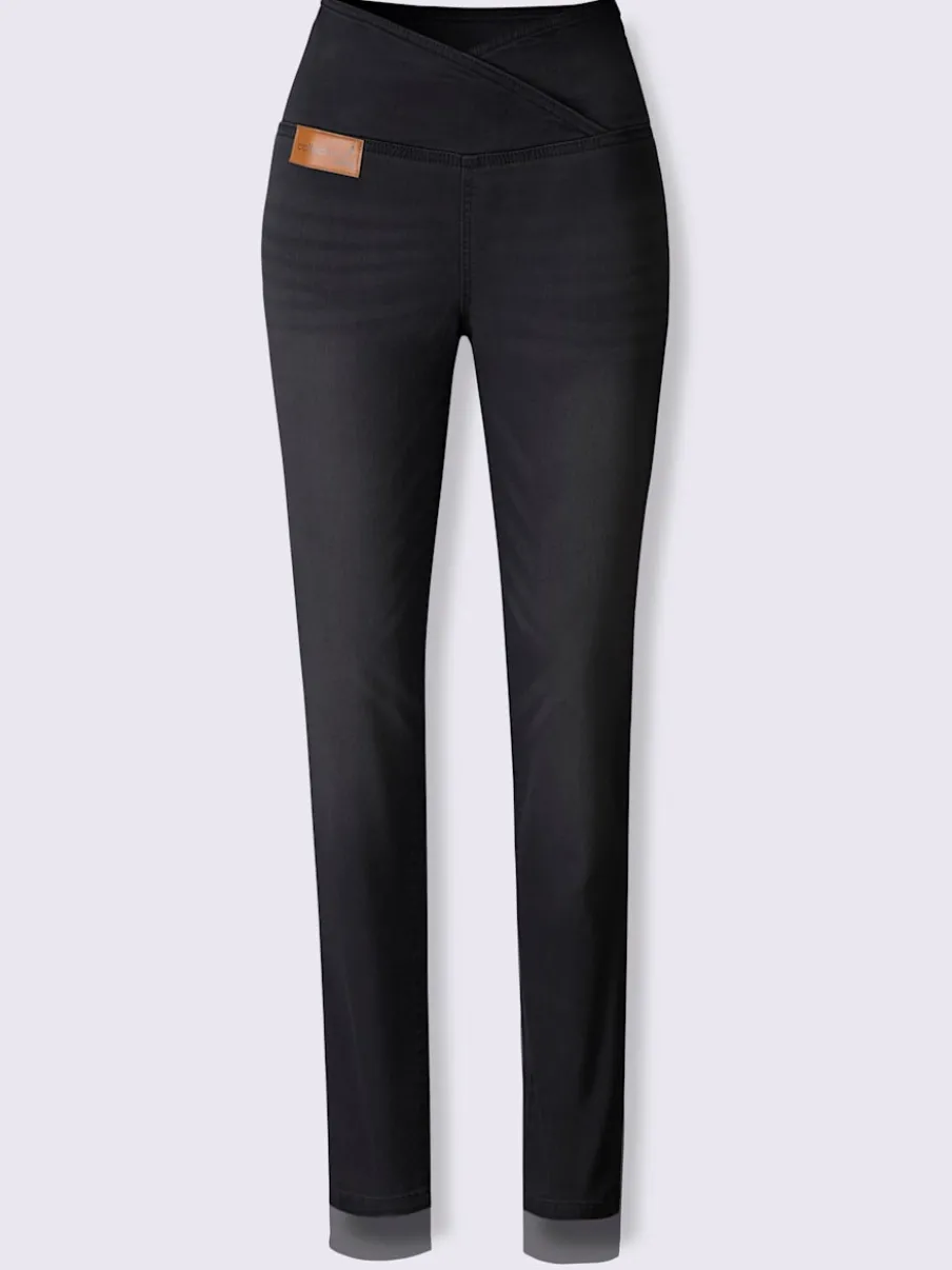 Jean extensible effet ventre plat ceinture haute confortablement ajusté