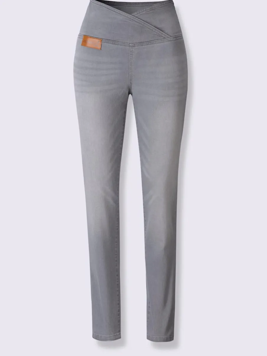 Jean extensible effet ventre plat ceinture haute confortablement ajusté