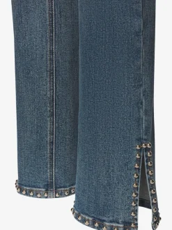 Jean extensible à 5 poches avec rivets et fente latérale