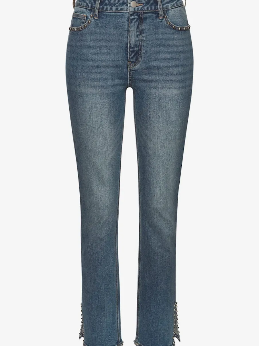 Jean extensible à 5 poches avec rivets et fente latérale