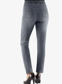Jean facile à enfiler avec ceinture élastique intégrée.