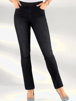 Jean facile à enfiler avec ceinture élastique intégrée.
