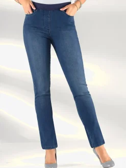 Jean facile à enfiler avec ceinture élastique intégrée.