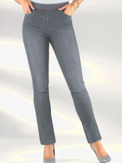 Jean facile à enfiler avec ceinture élastique intégrée.