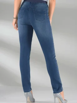 Jean facile à enfiler avec ceinture élastique intégrée.