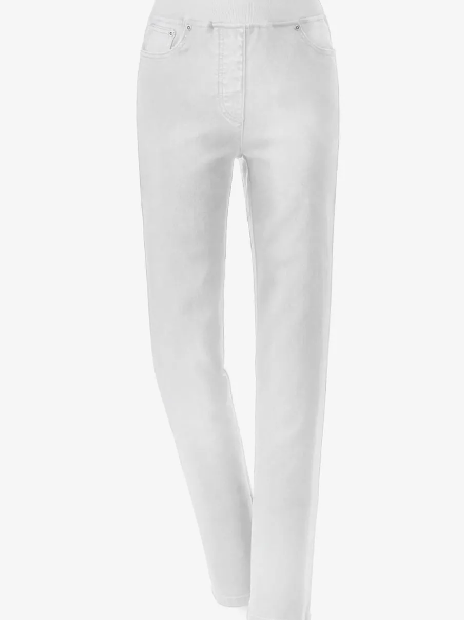 Jean facile à enfiler avec ceinture élastique intégrée.