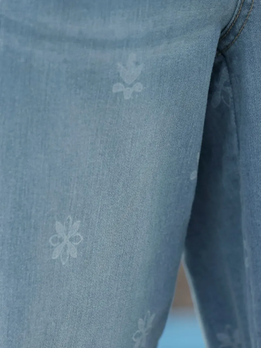 Jean à jambes larges avec imprimé floral et poches