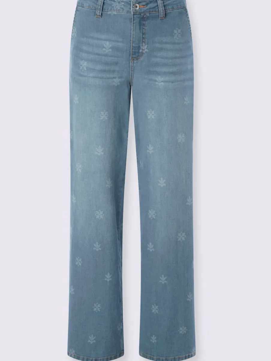 Jean à jambes larges avec imprimé floral et poches