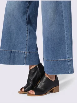 Jean à jambes larges avec style cinq poches en denim