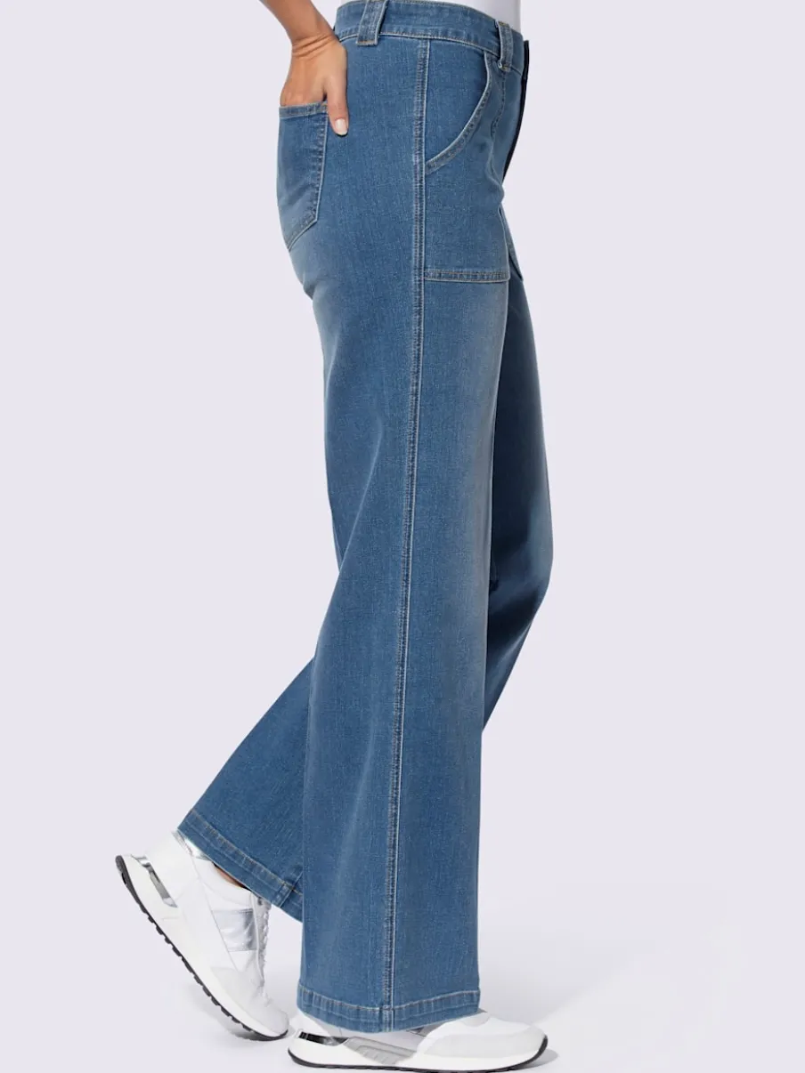 Jean large à plis confort avec poches plaquées