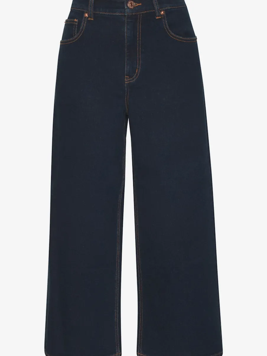 Jean large pour femme à ceinture haute et 5 poches