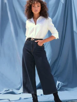 Jean large pour femme à ceinture haute et 5 poches