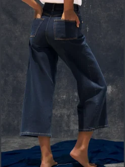 Jean large pour femme à ceinture haute et 5 poches