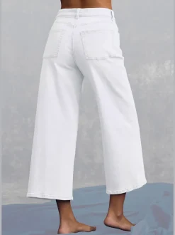 Jean large pour femme à ceinture haute et 5 poches