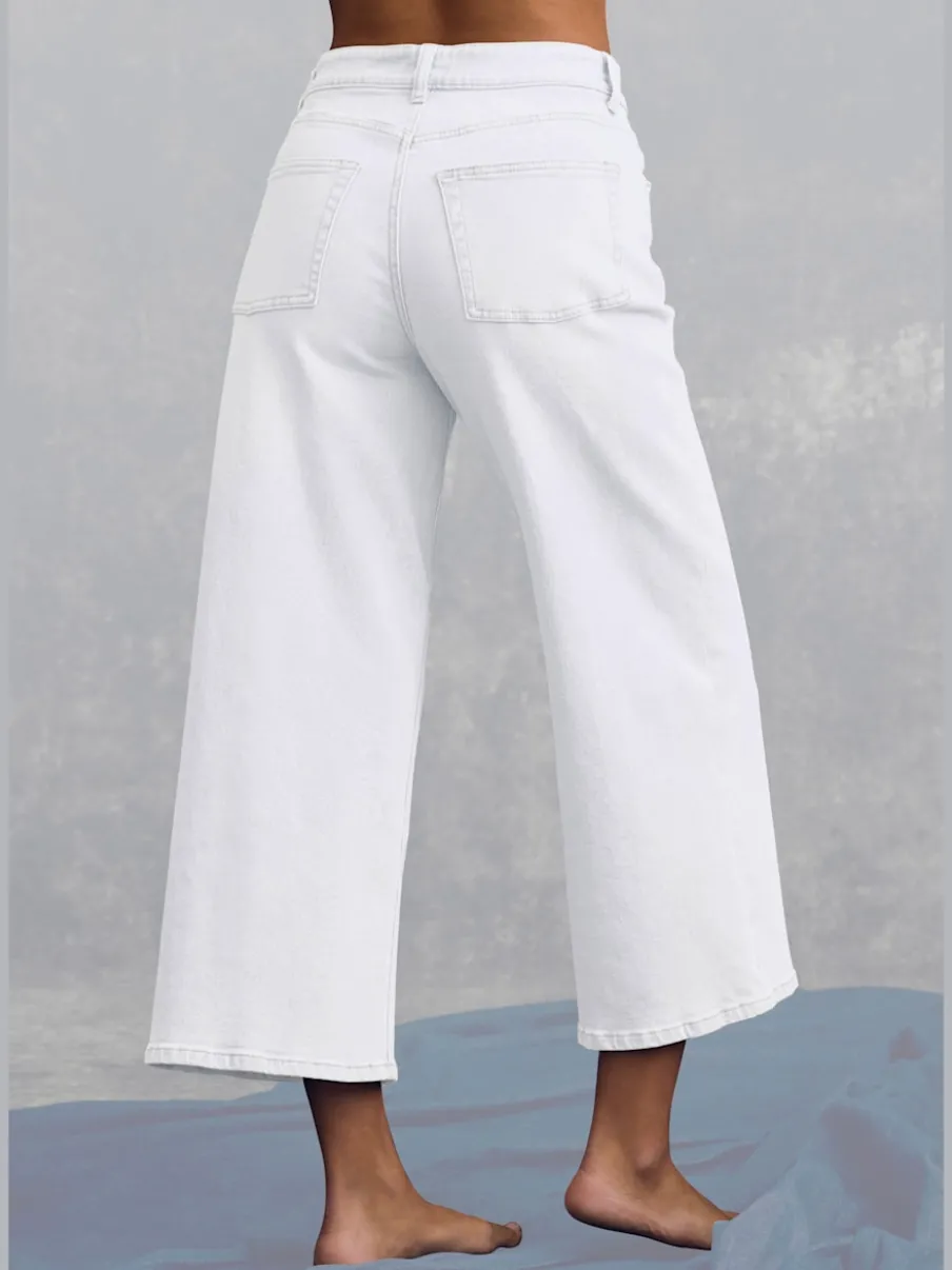 Jean large pour femme à ceinture haute et 5 poches